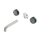 Nero Serenity Wall Basin Set 160Mm Spout Brushed Nickel - Verde Alpi Handle Trim Kit Only
