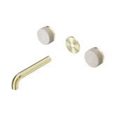 Nero Serenity Wall Basin Set 160Mm Spout - Brushed Gold Rome Travertine Handle Trim Kit Only