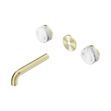Nero Serenity Wall Basin Set 160Mm Spout - Brushed Gold Arabescato Corchia Handle Trim Kit Only