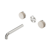 Nero Serenity Wall Basin Set 185Mm Spout Brushed Nickel - Rome Travertine Handle Trim Kit Only