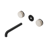 Nero Serenity Wall Basin Set 185Mm Spout Matte Black - Rome Travertine Handle Trim Kit Only