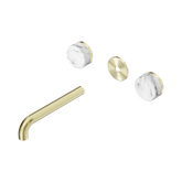 Nero Serenity Wall Basin Set 185Mm Spout - Brushed Gold Arabescato Corchia Handle Trim Kit Only