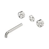 Nero Serenity Wall Basin Set 185Mm Spout Brushed Nickel - Metal Handle Trim Kit Only