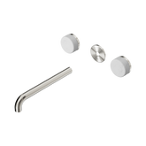 Nero Serenity Wall Basin Set 220Mm Spout Brushed Nickel - Carrara Handle Trim Kit Only