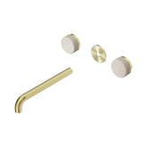 Nero Serenity Wall Basin Set 220Mm Spout - Brushed Gold Rome Travertine Handle Trim Kit Only