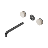 Nero Serenity Wall Basin Set 220Mm Spout Gunmetal - Rome Travertine Handle Trim Kit Only