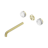 Nero Serenity Wall Basin Set 220Mm Spout - Brushed Gold Arabescato Corchia Handle Trim Kit Only