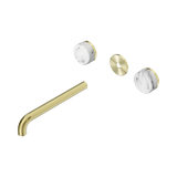 Nero Serenity Wall Basin Set 220Mm Spout - Brushed Gold Arabescato Corchia Handle Trim Kit Only