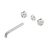 Nero Serenity Wall Basin Set 220Mm Spout Brushed Nickel - Metal Handle Trim Kit Only