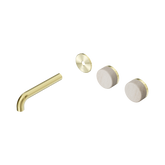 Nero Serenity Wall Basin Set 160Mm Offset Spout - Brushed Gold Rome Travertine Handle Trim Kit Only