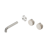 Nero Serenity Wall Basin Set 160Mm Offset Spout - Brushed Nickel Rome Travertine Handle Trim Kit