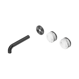 Nero Serenity Wall Basin Set 160Mm Offset Spout - Gunmetal Arabescato Corchia Handle Trim Kit Only