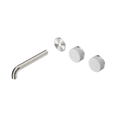 Nero Serenity Wall Basin Set 185Mm Offset Spout Brushed Nickel - Carrara Handle Trim Kit Only