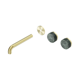 Nero Serenity Wall Basin Set 185Mm Offset Spout Brushed Gold - Verde Alpi Handle Trim Kit Only