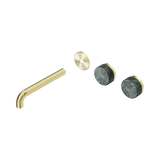 Nero Serenity Wall Basin Set 185Mm Offset Spout Brushed Gold - Verde Alpi Handle Trim Kit Only