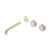 Nero Serenity Wall Basin Set 185Mm Offset Spout - Brushed Gold Rome Travertine Handle Trim Kit Only