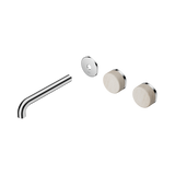 Nero Serenity Wall Basin Set 185Mm Offset Spout Chrome - Rome Travertine Handle Trim Kit Only
