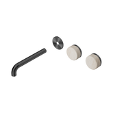 Nero Serenity Wall Basin Set 185Mm Offset Spout - Gunmetal Rome Travertine Handle Trim Kit Only