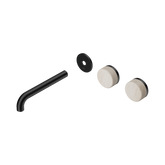 Nero Serenity Wall Basin Set 185Mm Offset Spout - Matte Black Rome Travertine Handle Trim Kit Only