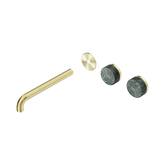 Nero Serenity Wall Basin Set 220Mm Offset Spout Brushed Gold - Verde Alpi Handle Trim Kit Only