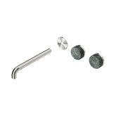 Nero Serenity Wall Basin Set 220Mm Offset Spout - Brushed Nickel Verde Alpi Handle Trim Kit Only