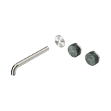 Nero Serenity Wall Basin Set 220Mm Offset Spout - Brushed Nickel Verde Alpi Handle Trim Kit Only
