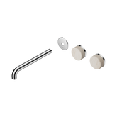 Nero Serenity Wall Basin Set 220Mm Offset Spout Chrome - Rome Travertine Handle Trim Kit Only