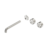 Nero Serenity Wall Basin Set 220Mm Offset Spout Brushed Nickel - Metal Handle Trim Kit Only