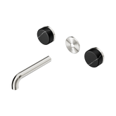 Nero Serenity Wall Basin Set 160Mm Spout Brushed Nickel - Marquina Black Handle Trim Kit Only