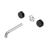 Nero Serenity Wall Basin Set 185Mm Spout Brushed Nickel - Marquina Black Handle Trim Kit Only