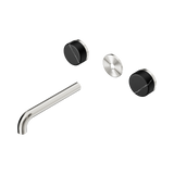 Nero Serenity Wall Basin Set 185Mm Spout Brushed Nickel - Marquina Black Handle Trim Kit Only