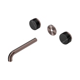 Nero Serenity Wall Basin Set 185Mm Spout Brushed Bronze - Marquina Black Handle Trim Kit Only