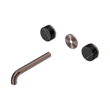 Nero Serenity Wall Basin Set 185Mm Spout Brushed Bronze - Marquina Black Handle Trim Kit Only