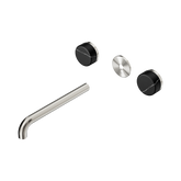 Nero Serenity Wall Basin Set 220Mm Spout Brushed Nickel - Marquina Black Handle Trim Kit Only