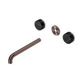Nero Serenity Wall Basin Set 220Mm Spout Brushed Bronze - Marquina Black Handle Trim Kit Only