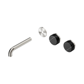 Nero Serenity Wall Basin Set 160Mm Offset Spout - Brushed Nickel Marquina Black Handle Trim Kit