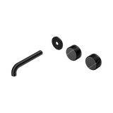 Nero Serenity Wall Basin Set 160Mm Offset Spout - Matte Black Marquina Black Handle Trim Kit Only