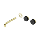 Nero Serenity Wall Basin Set 185Mm Offset Spout - Brushed Gold Marquina Black Handle Trim Kit Only