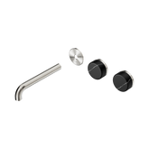 Nero Serenity Wall Basin Set 185Mm Offset Spout - Brushed Nickel Marquina Black Handle Trim Kit