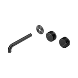 Nero Serenity Wall Basin Set 185Mm Offset Spout - Gunmetal Marquina Black Handle Trim Kit Only