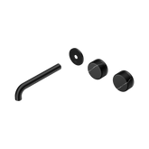Nero Serenity Wall Basin Set 185Mm Offset Spout - Matte Black Marquina Black Handle Trim Kit Only