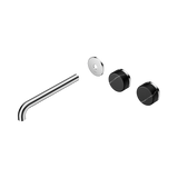 Nero Serenity Wall Basin Set 220Mm Offset Spout - Chrome Marquina Black Handle Trim Kit Only