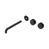 Nero Serenity Wall Basin Set 220Mm Offset Spout - Matte Black Marquina Black Handle Trim Kit Only