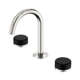 Nero Serenity Basin Set Arc Spout Brushed Nickel - Marquina Black Handle