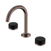 Nero Serenity Basin Set Arc Spout Brushed Bronze - Marquina Black Handle