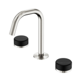 Nero Serenity Basin Set Edge Spout Brushed Nickel - Marquina Black Handle