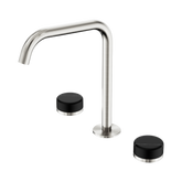 Nero Serenity Bath/Kitchen Set Edge Spout Brushed Nickel - Marquina Black Handle
