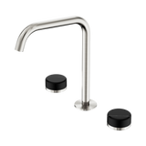 Nero Serenity Bath/Kitchen Set Edge Spout Brushed Nickel - Marquina Black Handle