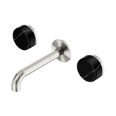 Nero Serenity Wall Basin Set 160Mm Spout Brushed Nickel - Marquina Black Handle