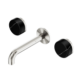 Nero Serenity Wall Basin Set 160Mm Spout Brushed Nickel - Marquina Black Handle